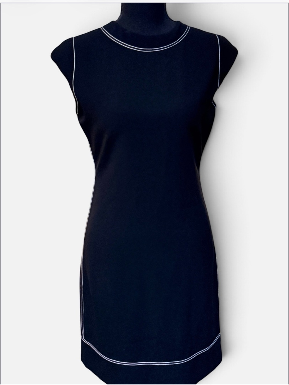 Theory Black Tank Dress with White Contrast Stitching